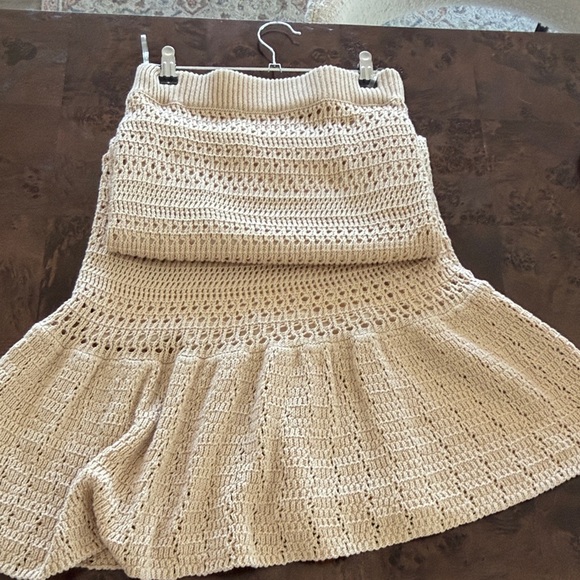Petal & Pup Beige Crochet Maxi Skirt with Flared Hem - Picture 4 of 6